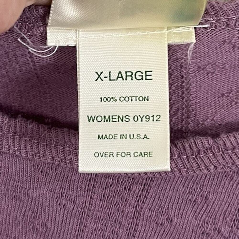 Vintage L.L.Bean Textured Cotton Top Women’s XL Purple Boat Neck Made USA - Picture 6 of 6